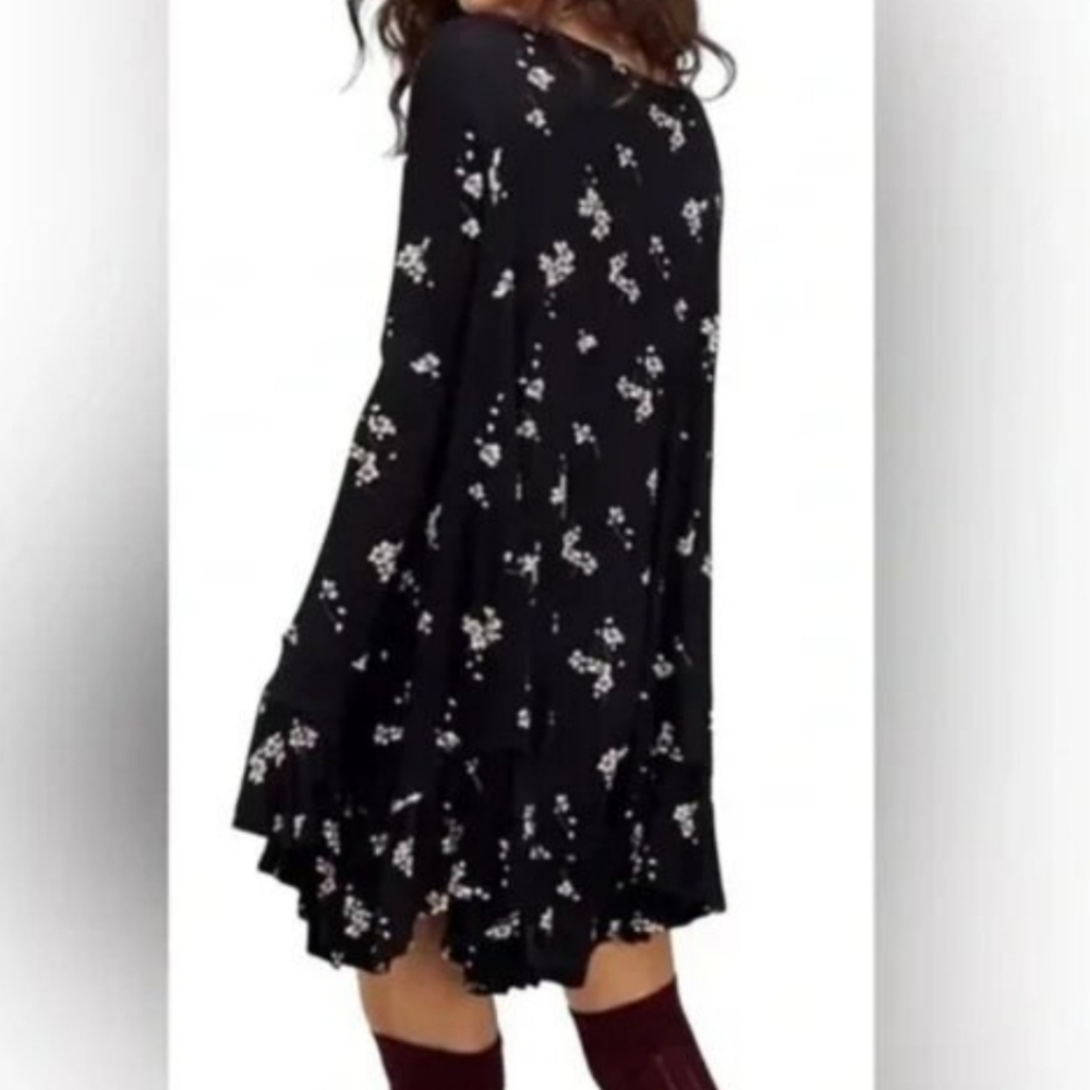 free people ♡ olivia printed tunic top dark boho babydoll medium whimsical - Picture 15 of 15